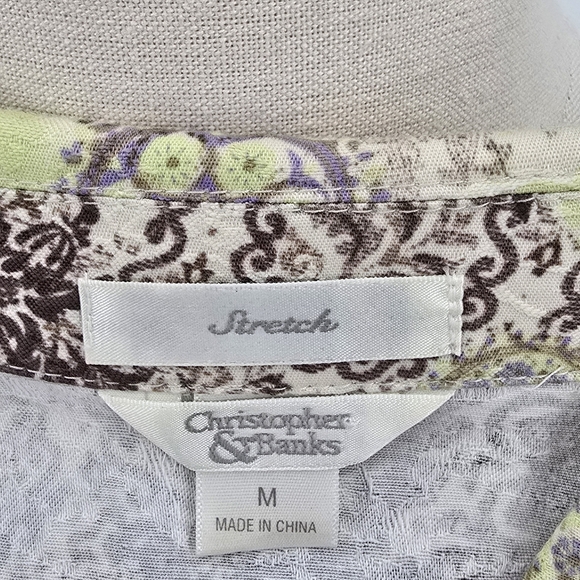 Christopher & Banks Shacket Mosaic Design Browns and Greens Size M - Picture 4 of 6